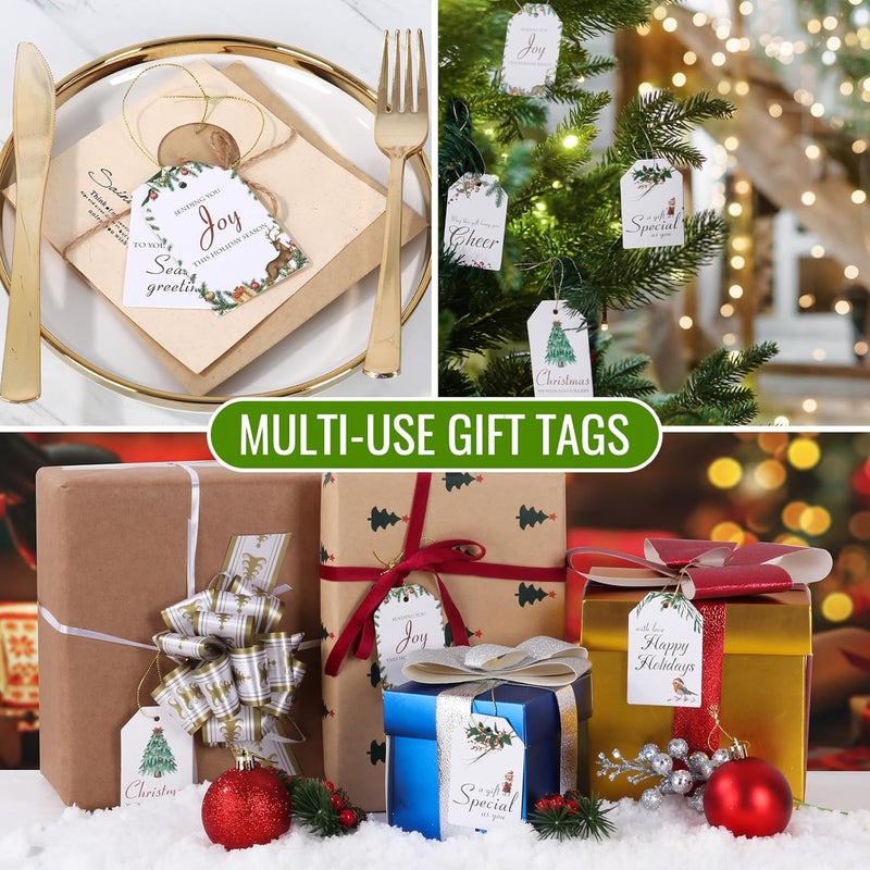 AuroTrends Christmas Gift Tags with String 48Pcs, Name Tags for Christmas Presents -Quality Christmas Tags with Holes& Pre-Cut Strings (8 Styles, 48 Pcs) - Image 5